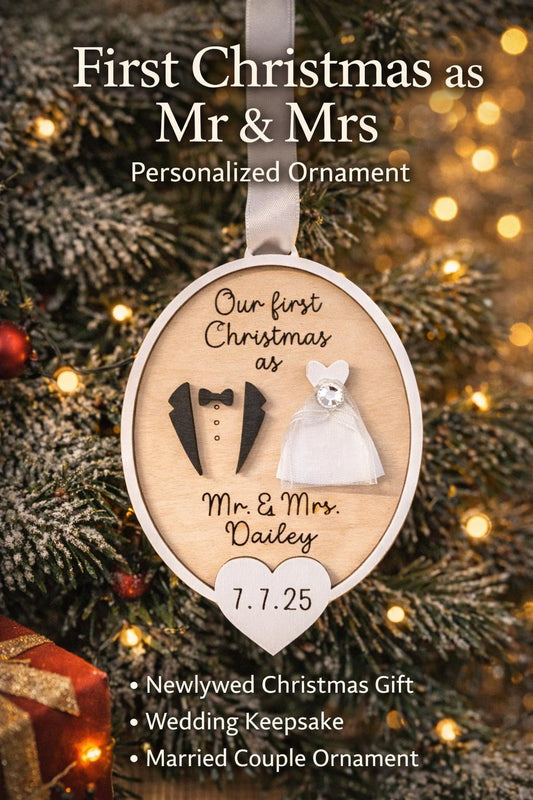 Personalized first Christmas ornament for couples
