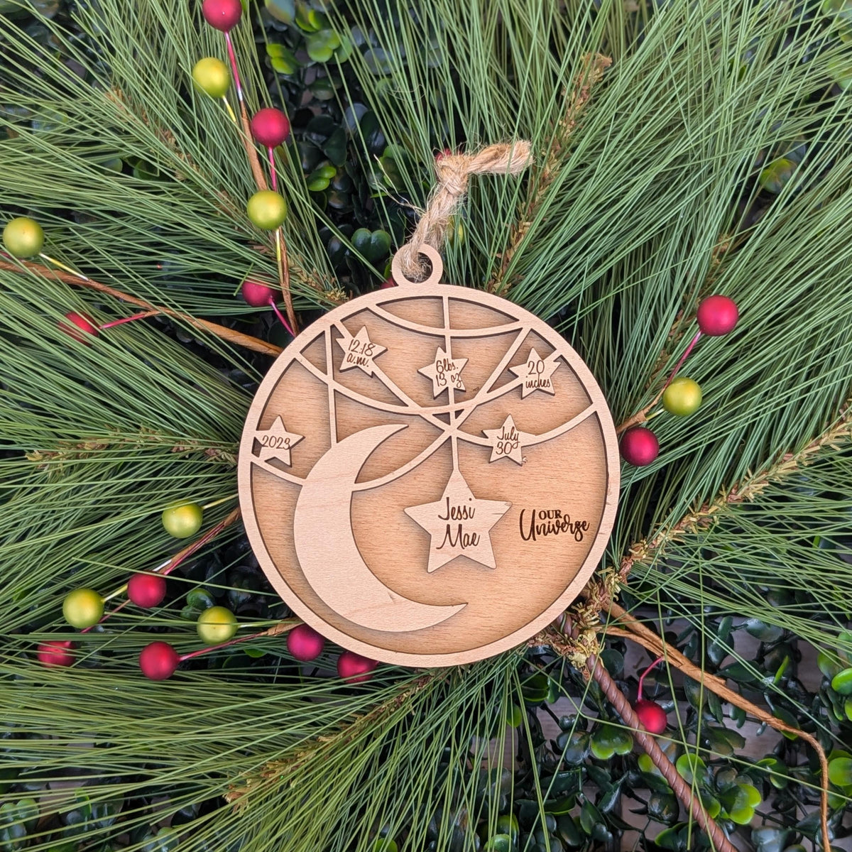 Personalized baby's first Christmas ornament keepsake