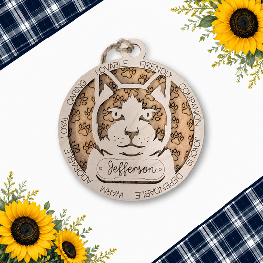 Personalized cat breed ornament with custom name Jefferson