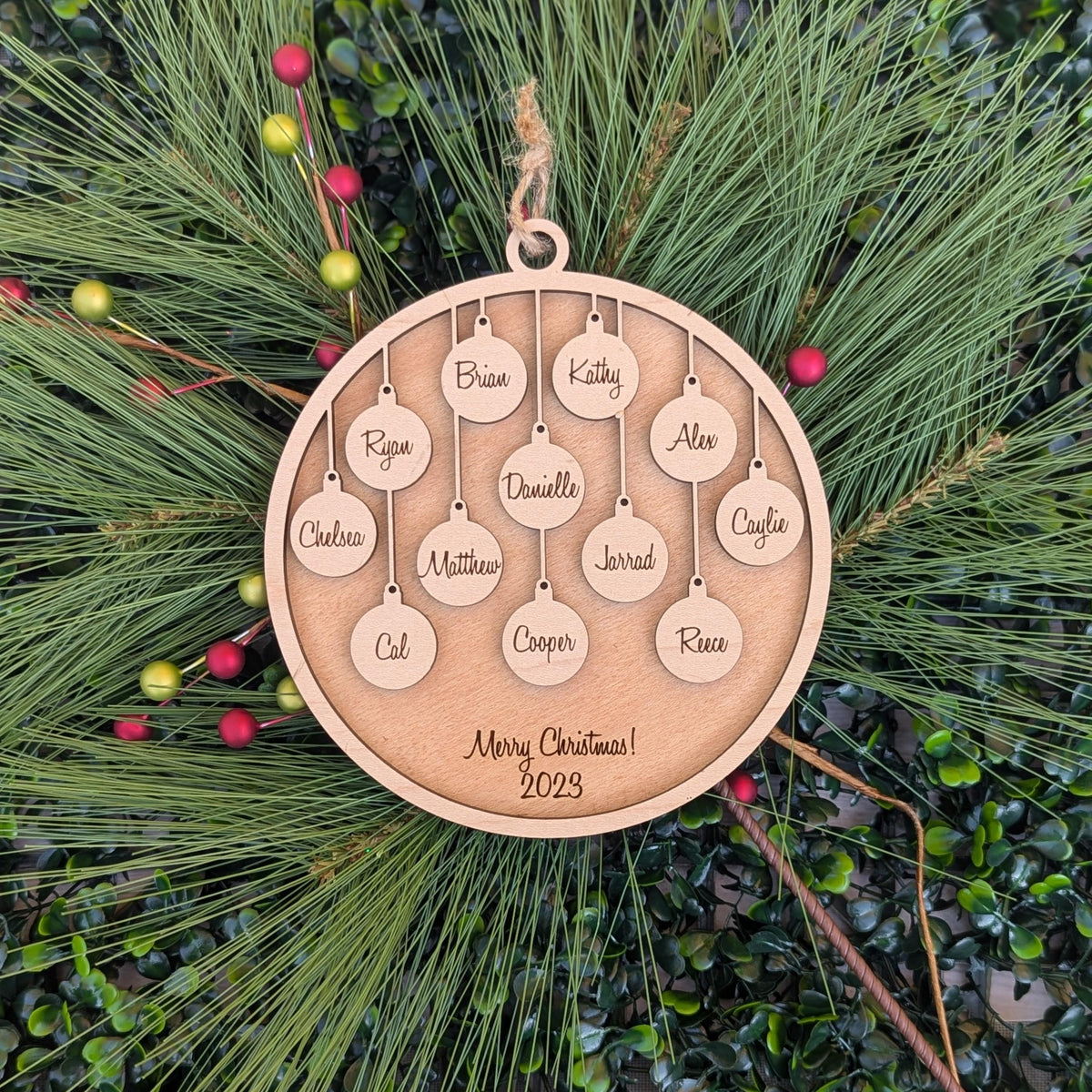 Personalized family Christmas ornament keepsake