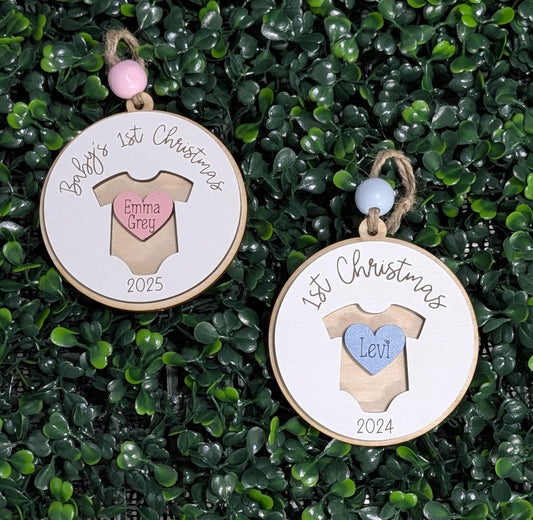 Personalized baby's first Christmas ornament keepsake
