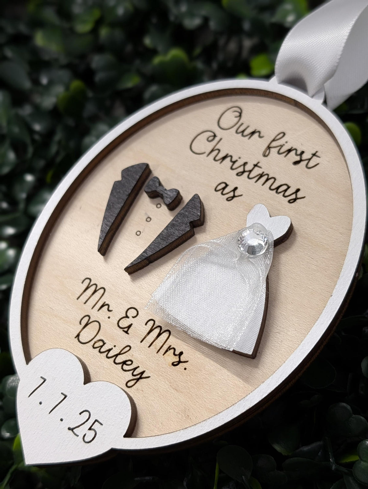 Personalized first Christmas ornament for couples