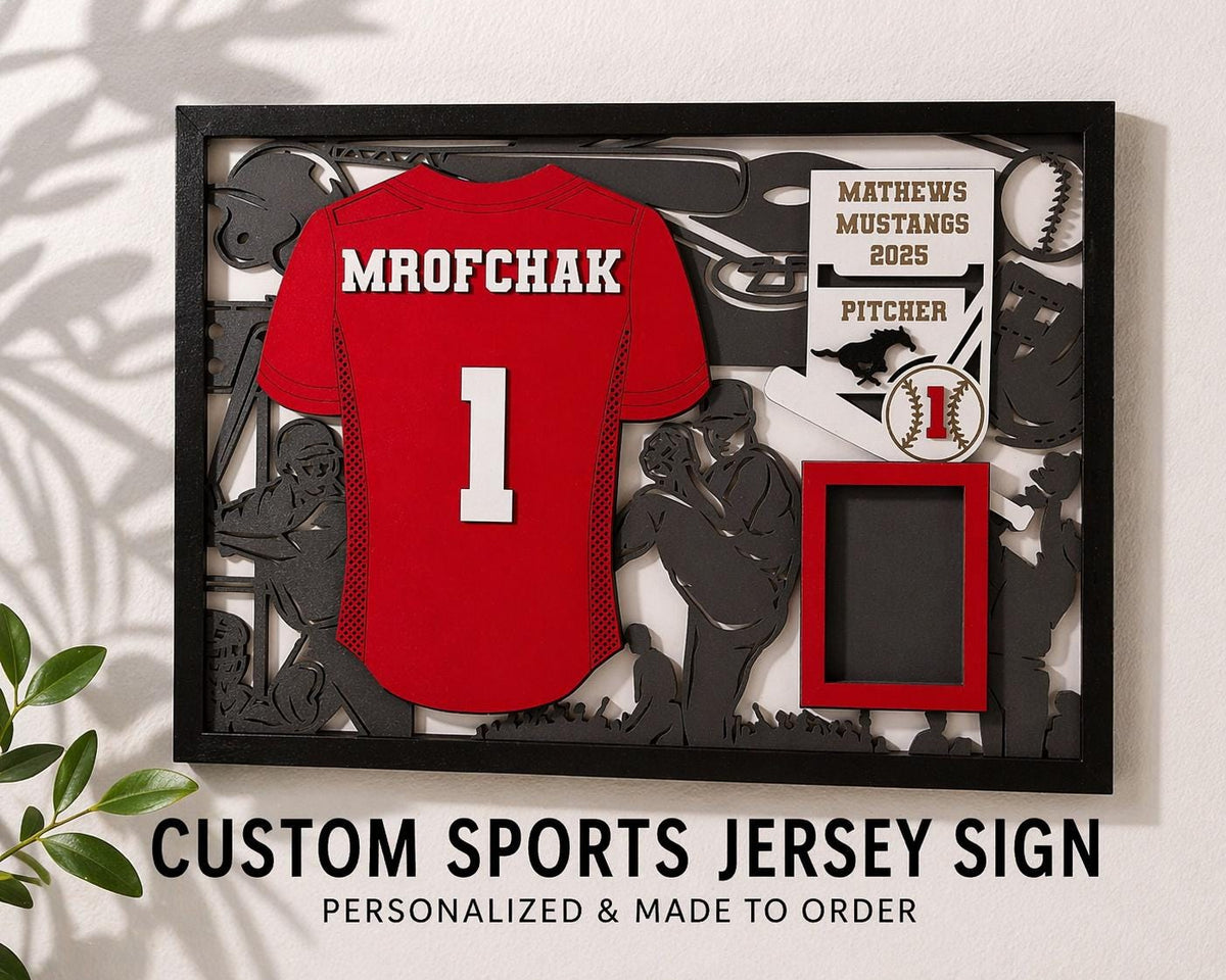 Personalized sports jersey sign athlete room decor