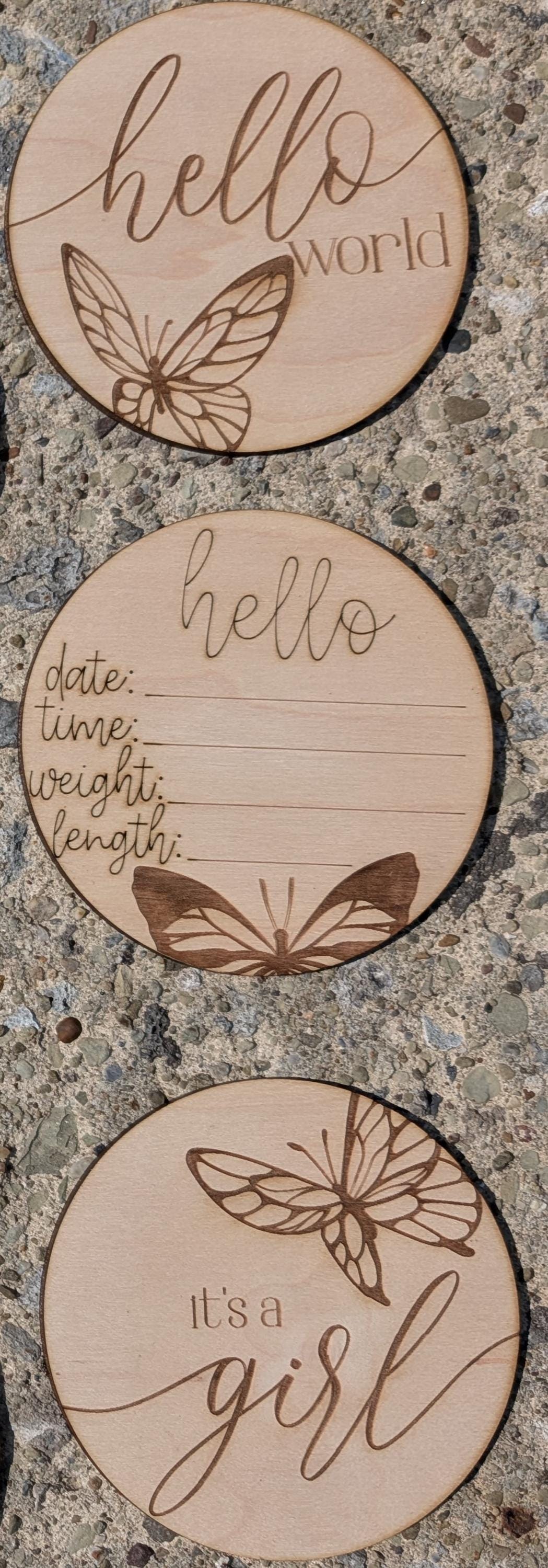 Personalized butterfly baby milestone markers for monthly first-year photos