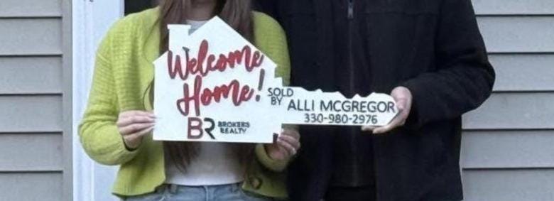 Personalized realtor closing sign for new home photos