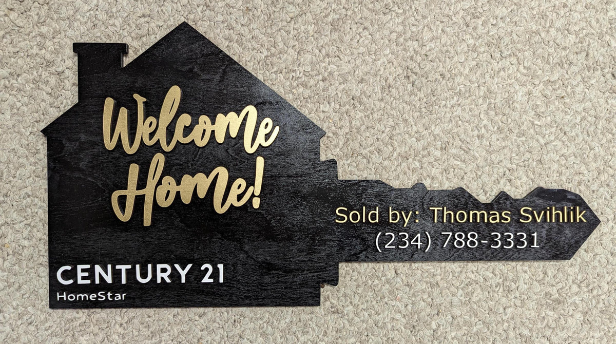Personalized realtor closing sign for new home photos