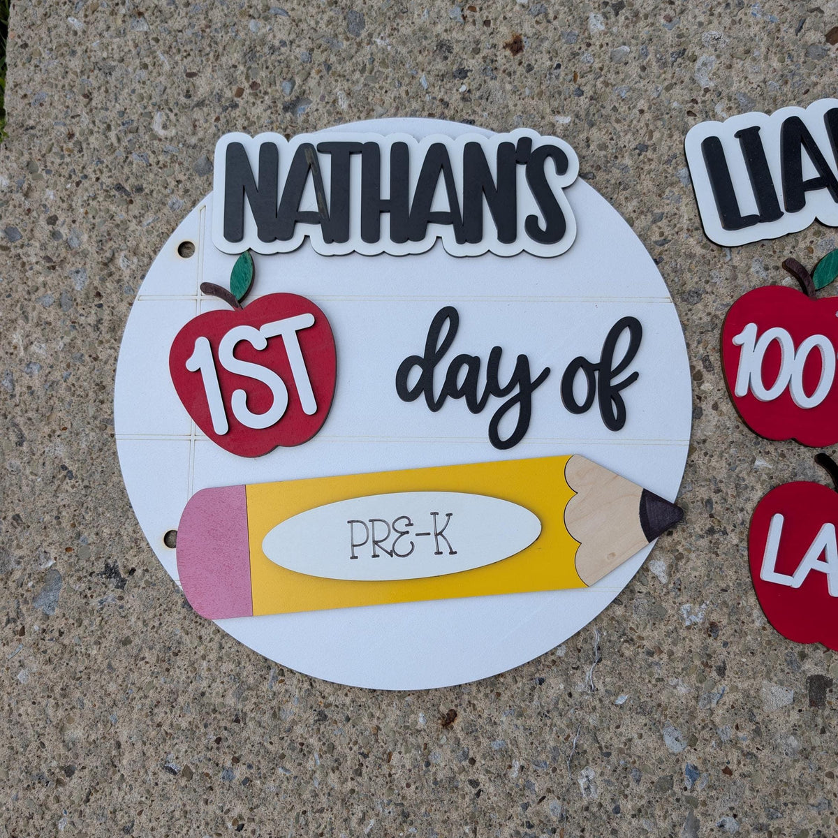 Personalized interchangeable school sign for first and last day photos