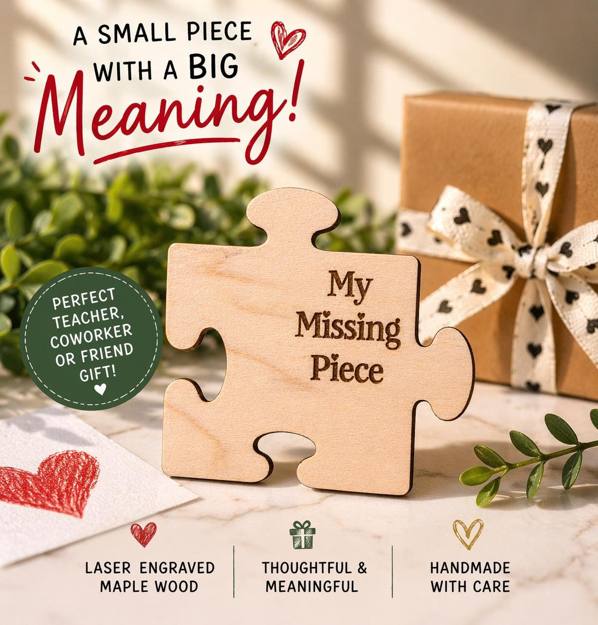 Engraved My Missing Piece personalized keepsake