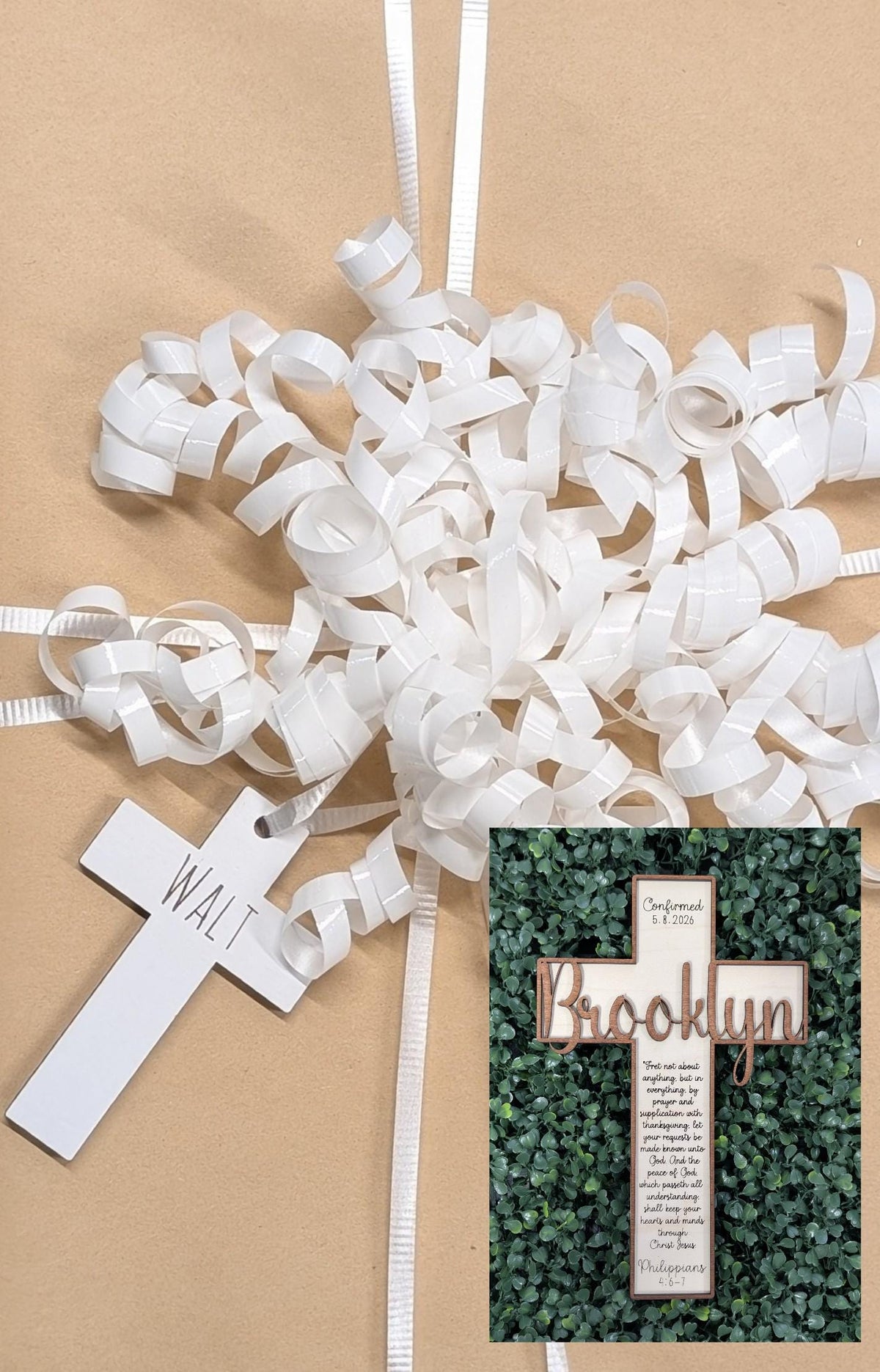 Personalized baptism and first communion cross keepsake