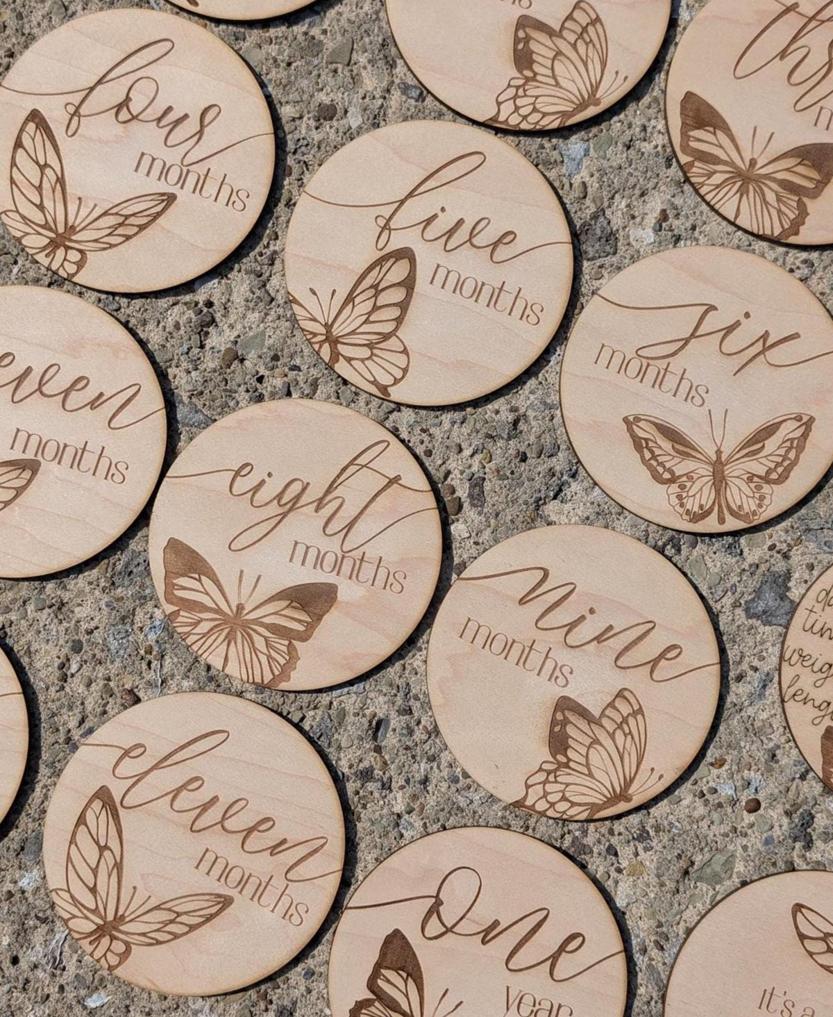 Personalized butterfly baby milestone markers for monthly first-year photos