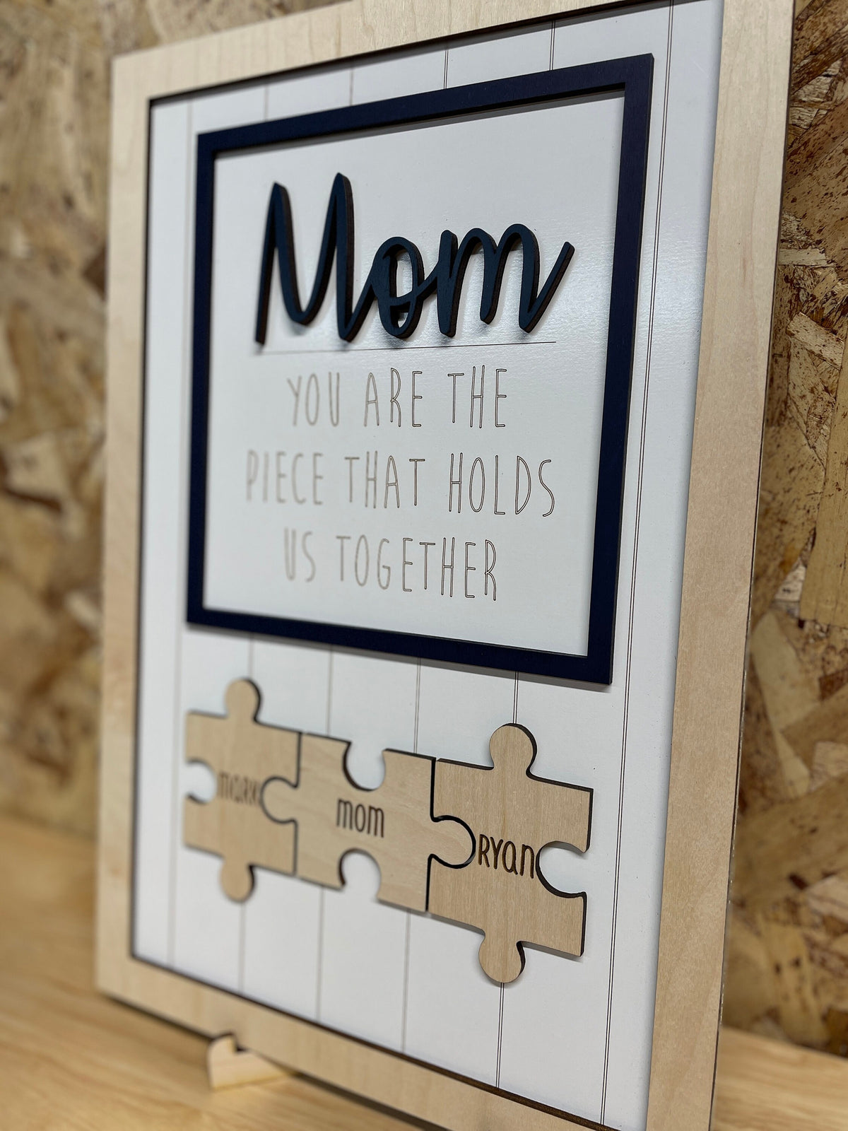 Personalized family puzzle piece sign home decor
