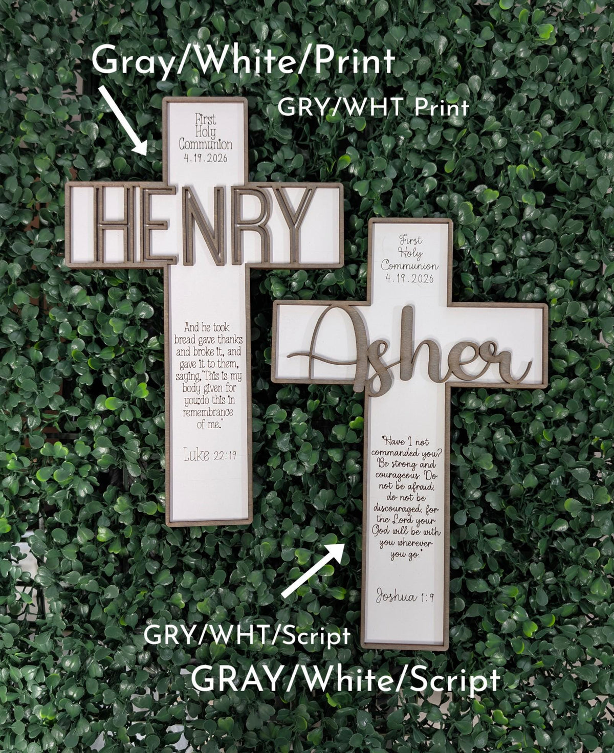 Personalized baptism and first communion cross keepsake
