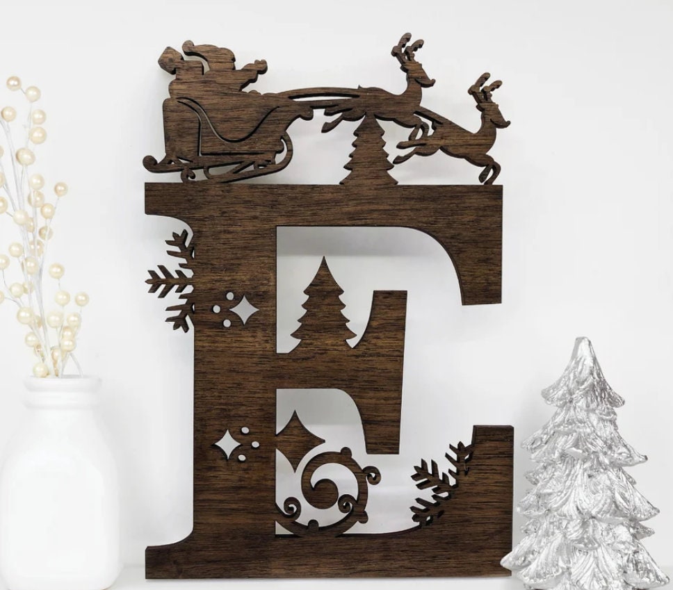 Personalized Christmas monogram sign holiday home decor