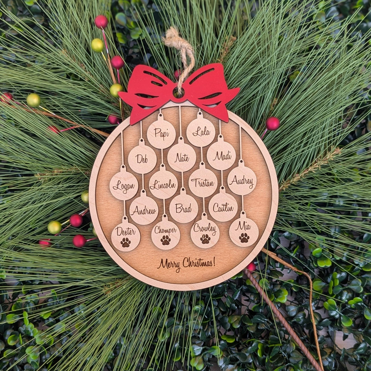 Personalized family Christmas ornament keepsake