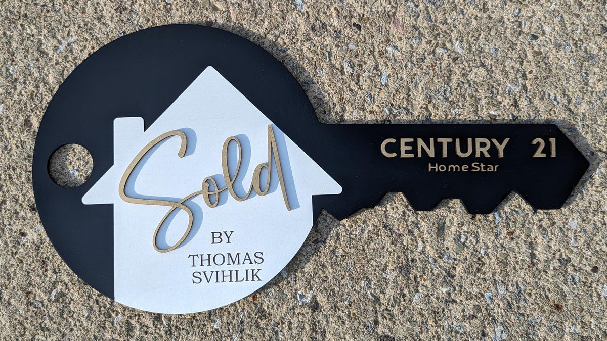 Personalized realtor closing sign for new home photos