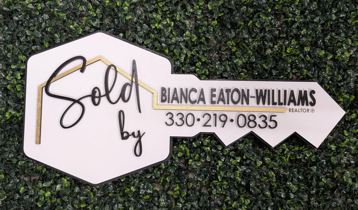 Personalized realtor closing sign for new home photos