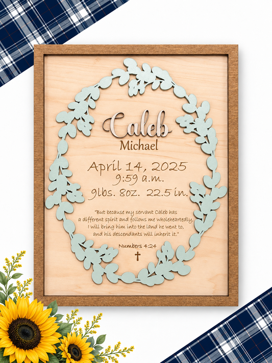 Personalized Christian Baby Birth Stats Sign