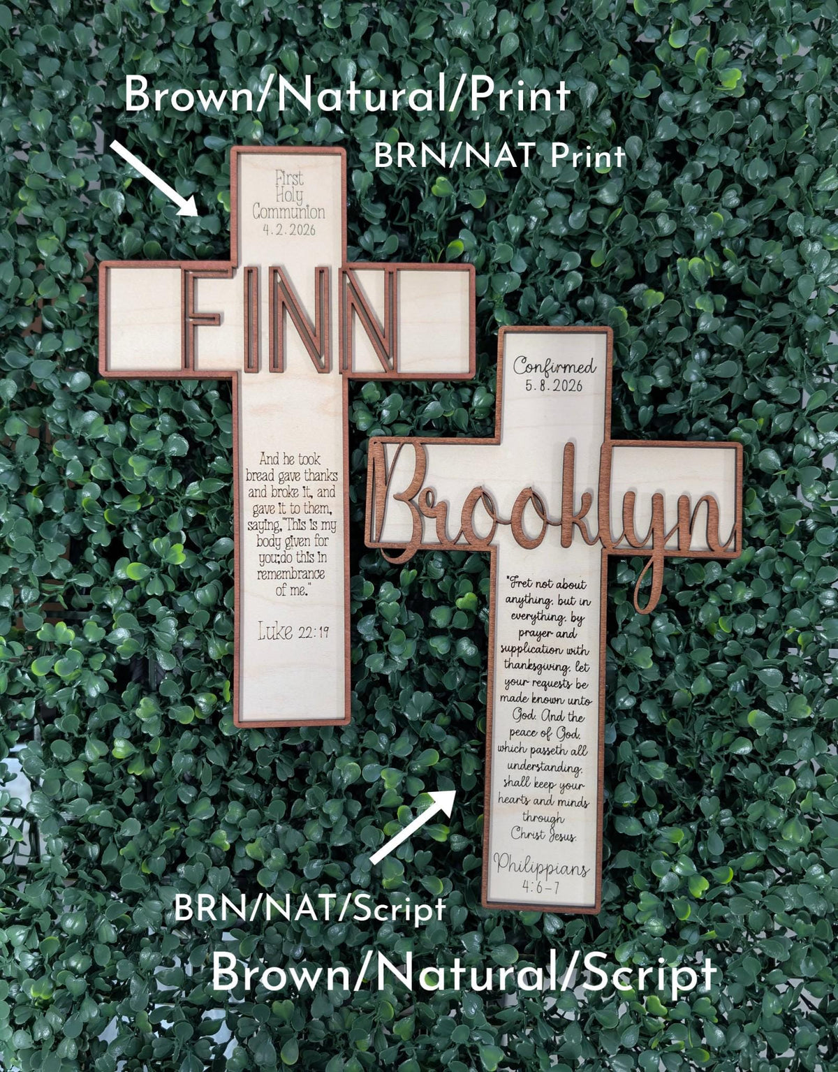 Personalized baptism and first communion cross keepsake