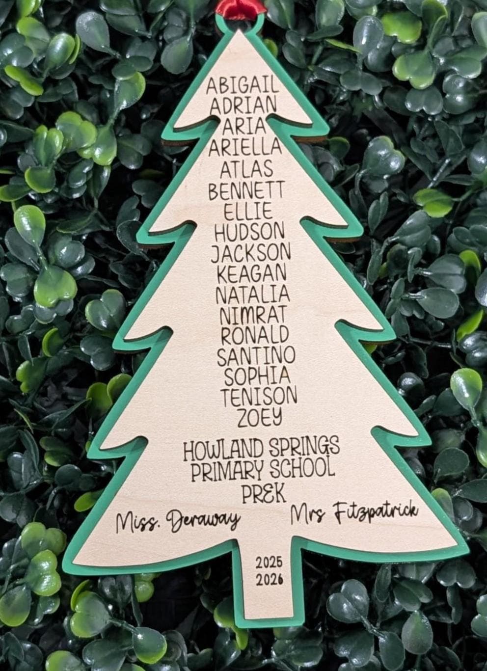 Personalized classroom teacher ornament holiday keepsake