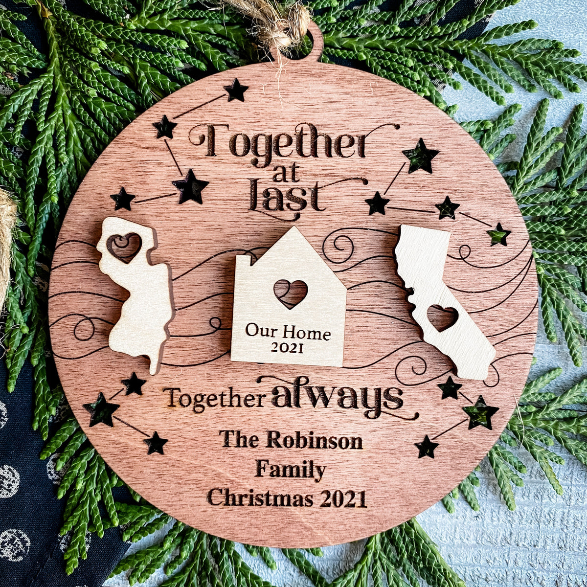 Personalized togetherness family ornament or magnet keepsake