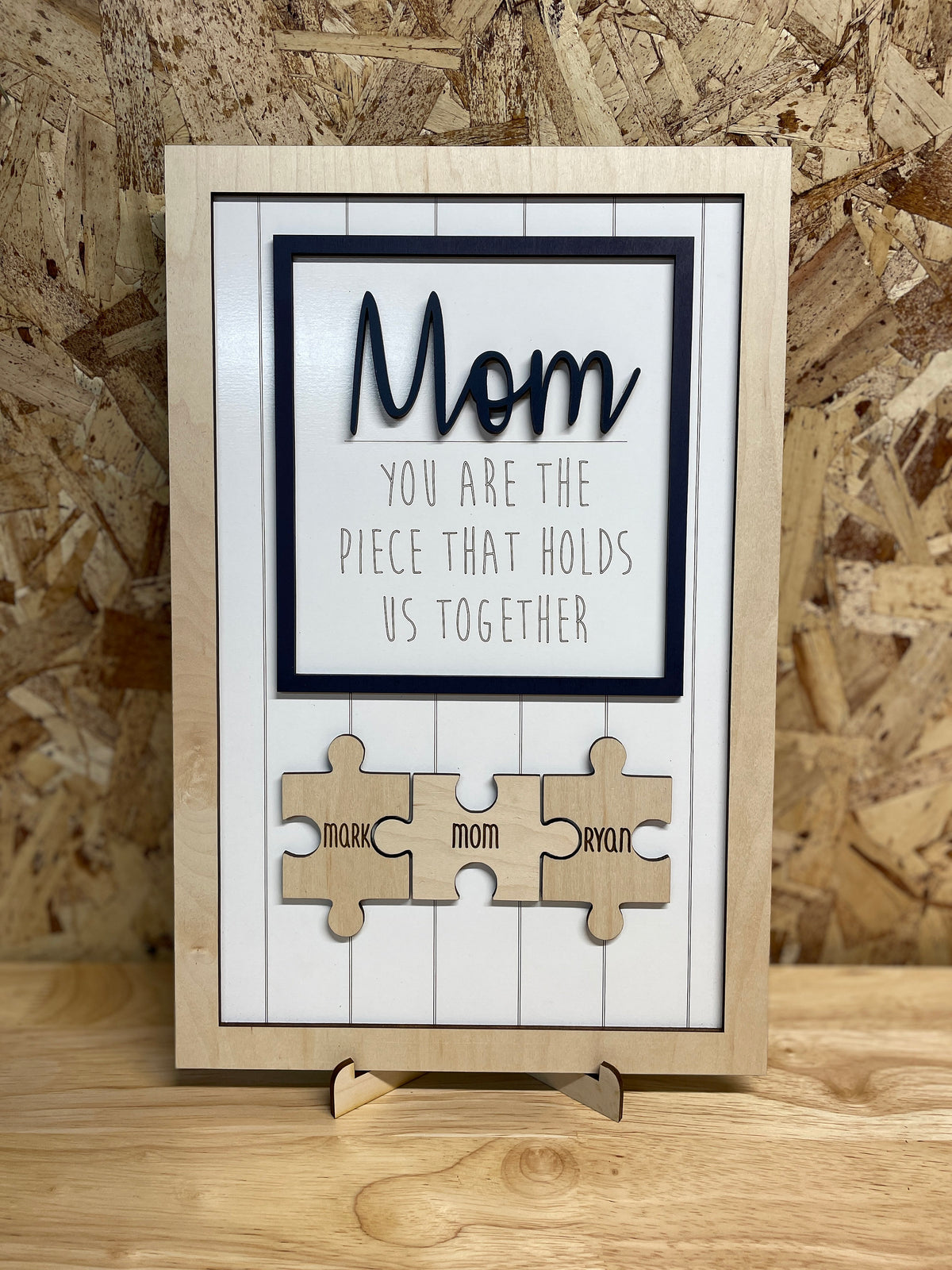 Personalized family puzzle piece sign home decor