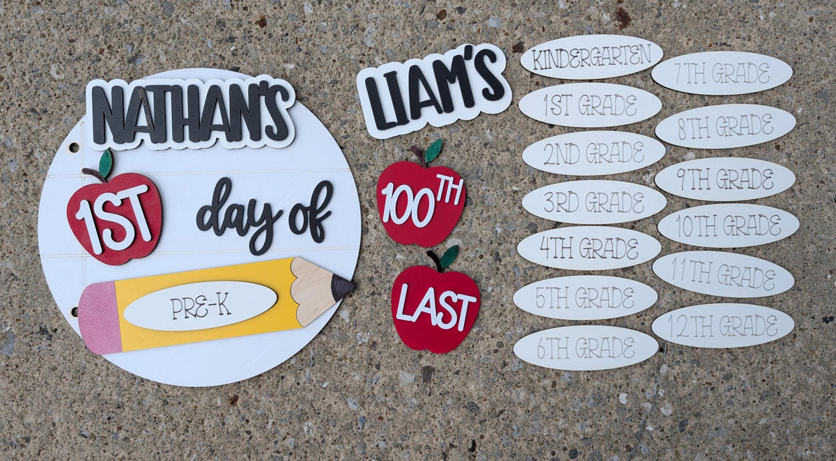 Personalized interchangeable school sign for first and last day photos