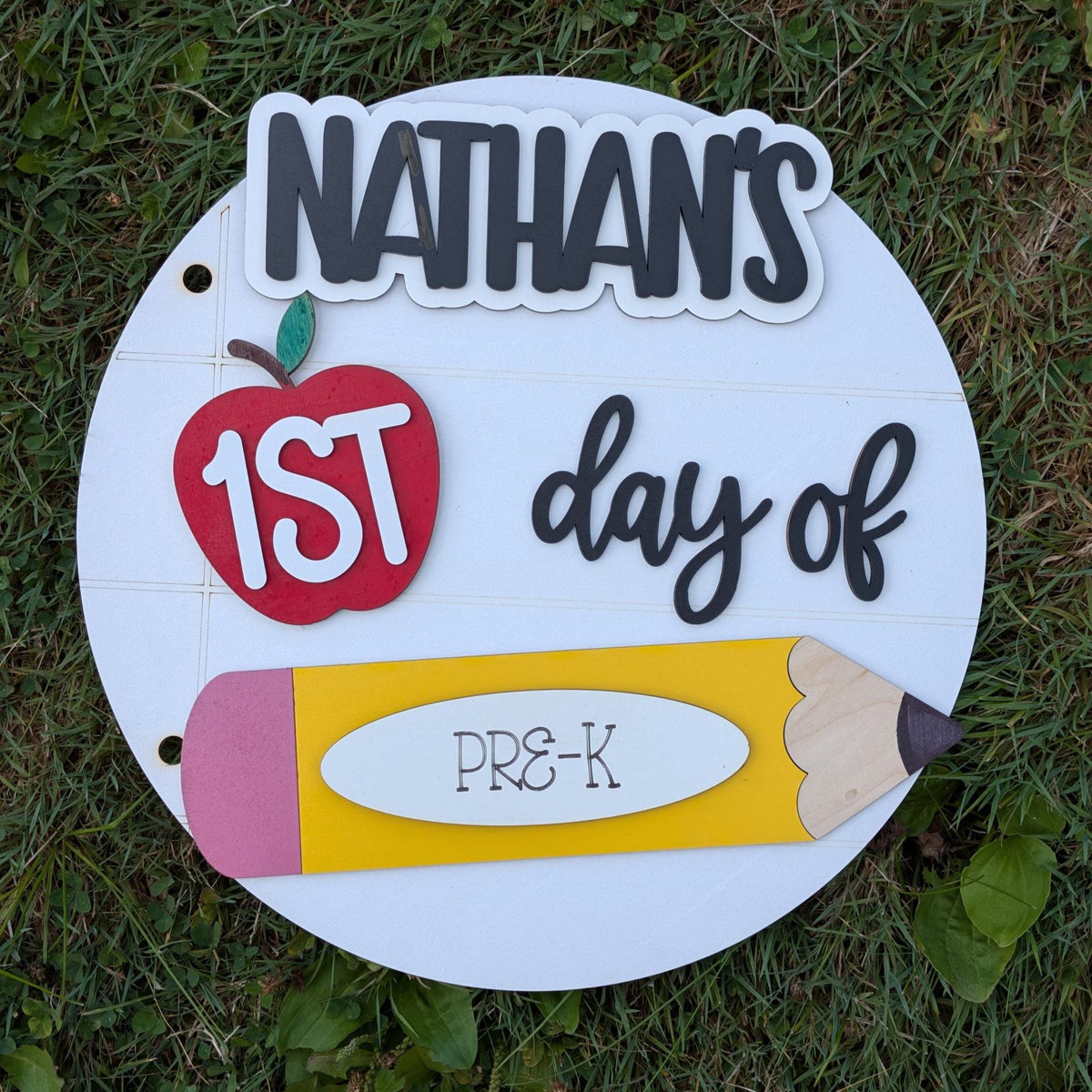 Personalized interchangeable school sign for first and last day photos