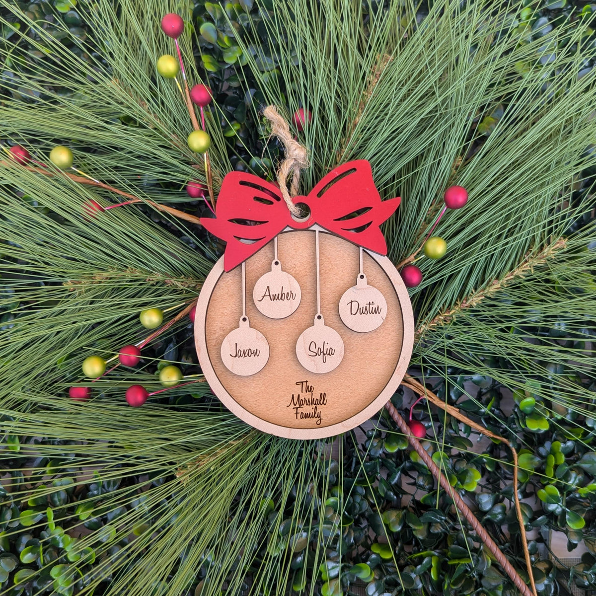 Personalized family Christmas ornament keepsake