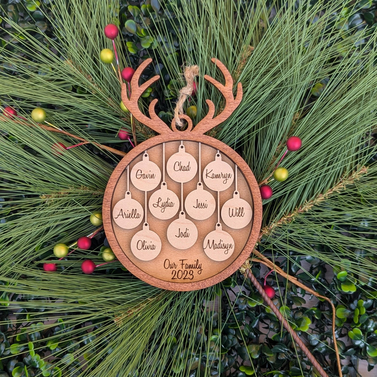 Personalized family Christmas ornament keepsake