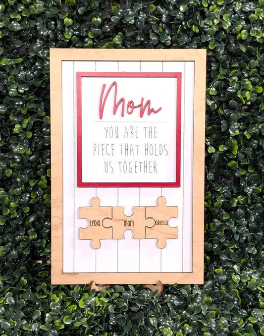 Personalized family puzzle piece sign home decor