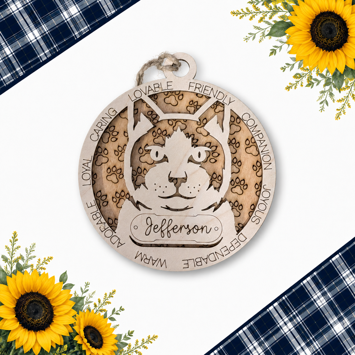 Personalized cat breed ornament with custom name Jefferson
